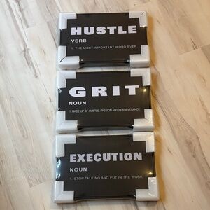 Motivational Wall Art Set - Hustle, Grit, Execution
